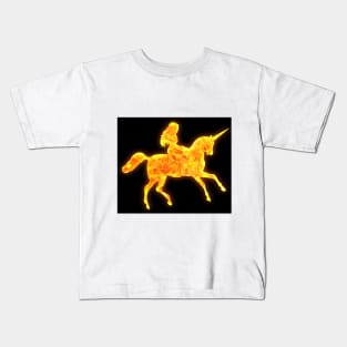 Fire Unicorn Design Kids T-Shirt